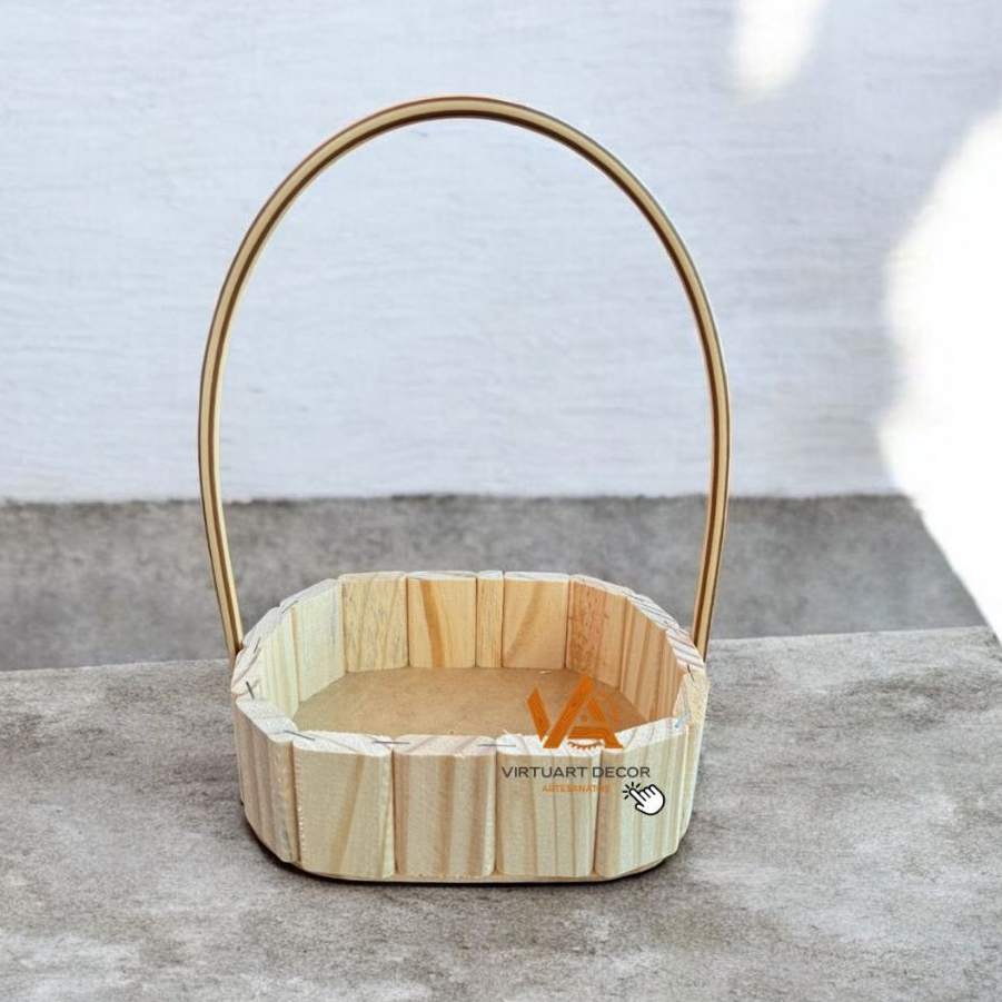 Kit 10 Cesta Oval 18cm Madeira,Alça p/Presentes,Chocolates,Mimos,Decoracao, Cosmeticos em Oferta na Shopee