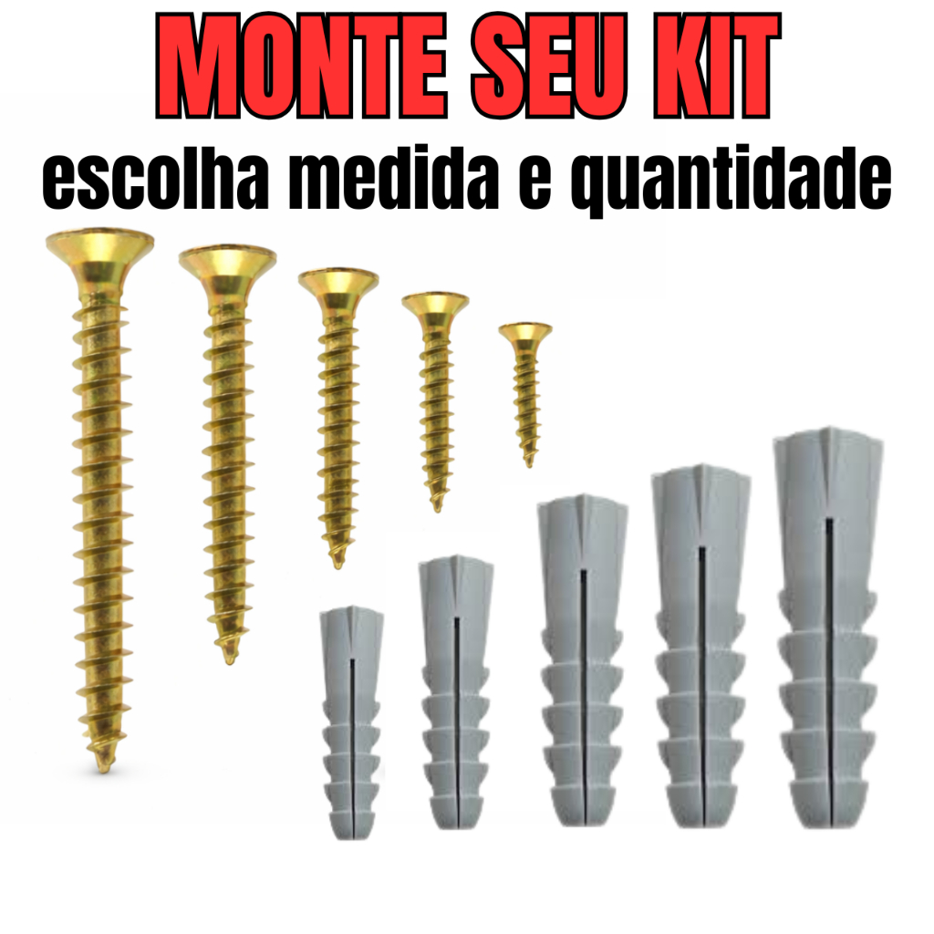 Monte Seu KIT de Parafuso e Bucha 5 - 6 - 7 - 8 - 10 Parede Kit Bucha com Parafusos em Oferta na Shopee