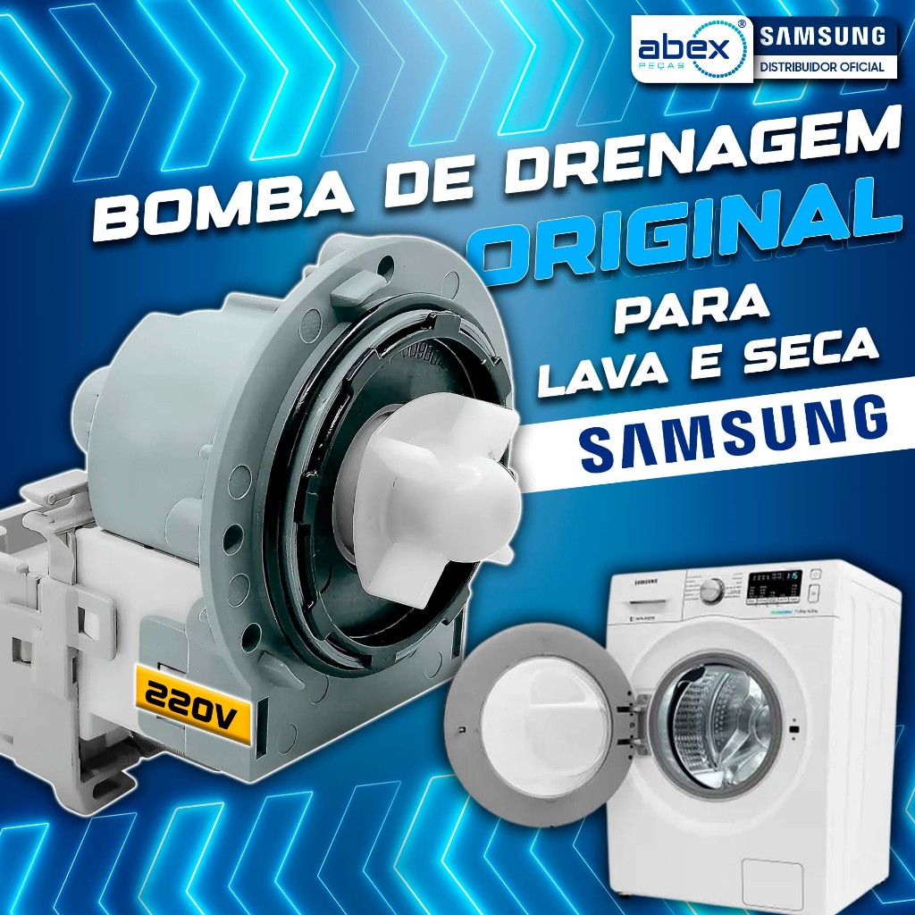 Bomba De Drenagem Lavadora Lava E Seca Samsung 8 10 11 Kg WD10M WD11M DC31-00181