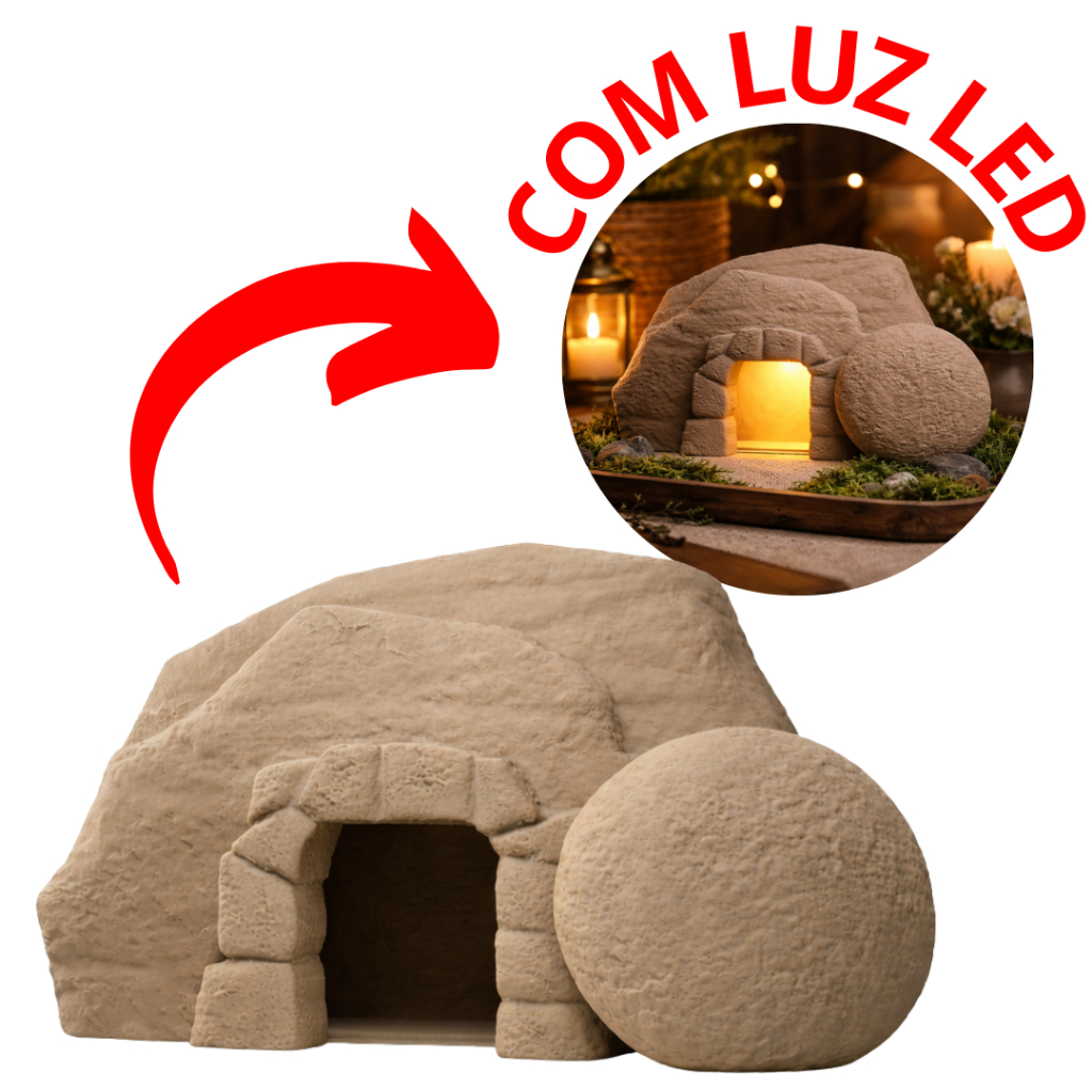 Decoração A Tumba Vazia Iluminada com LED | A Ressurreição – Pronta para Uso