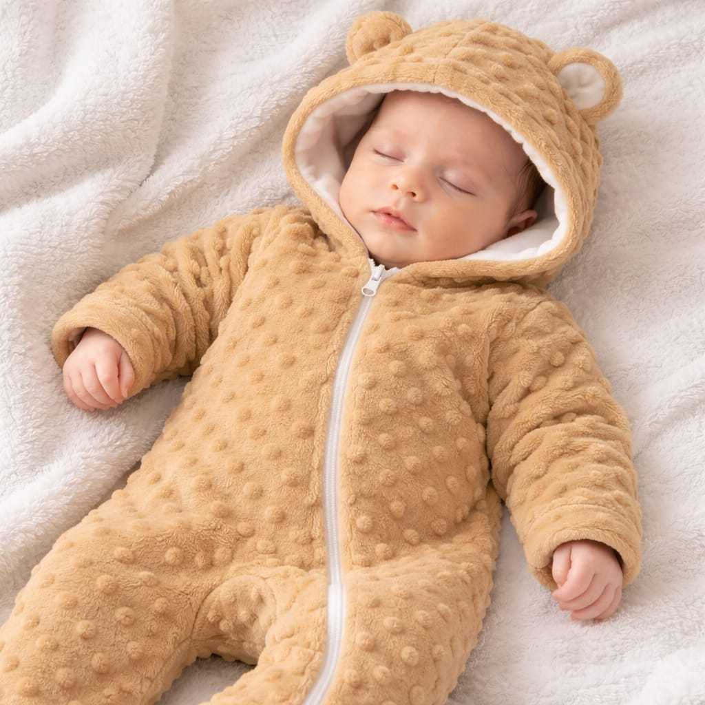 Macacão Inverno Bebê Urso Fofo 0 a 12 meses Quente Dias Frios