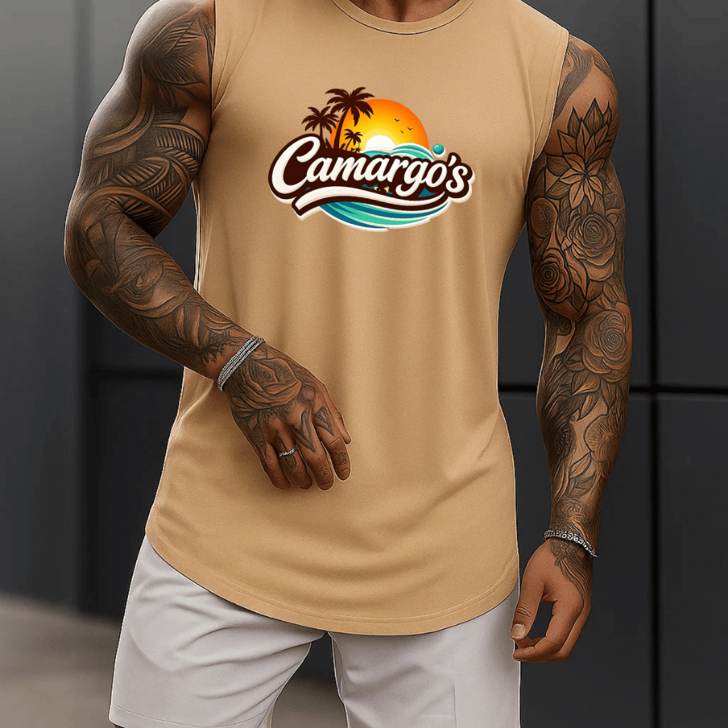 Regata Masculina Academia Algodão Camargos 100% Estampada Premium Treino Fitness Casual Streetwear Verão
