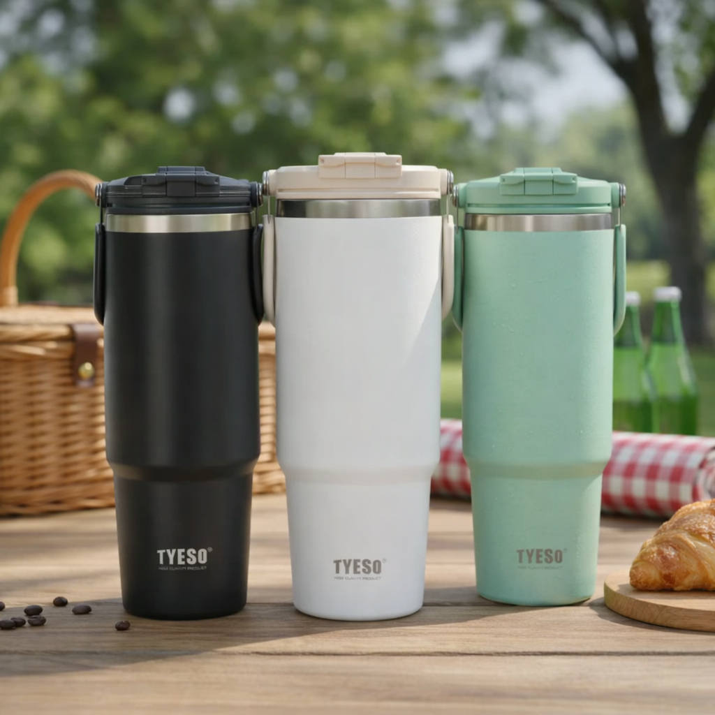 Copo Térmico Tyeso Roam 2.0 1200ml 1,2L Garrafa com Alça Aço Inox com Canudo Carro Academia Treino