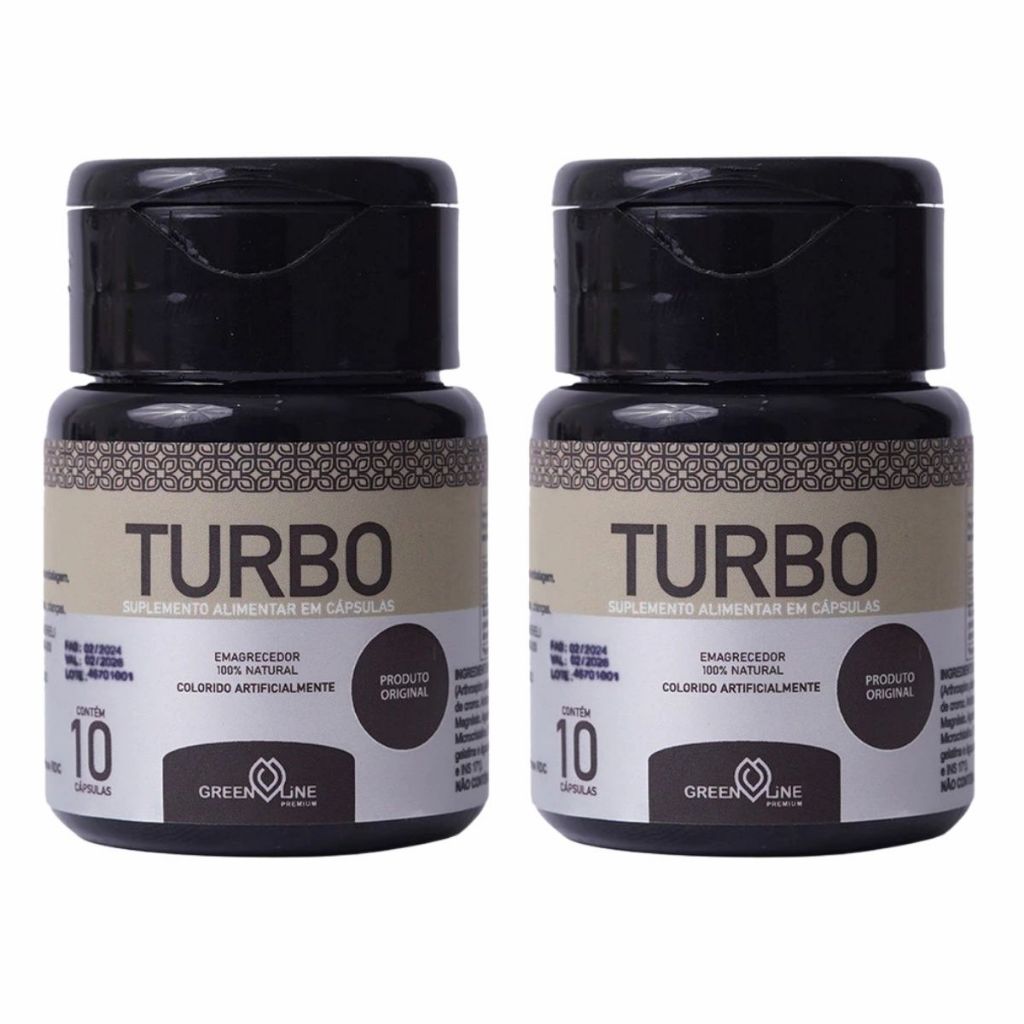 Suplemento Alimentar Lipo Turbo Black Original 2 Potes | Green Line