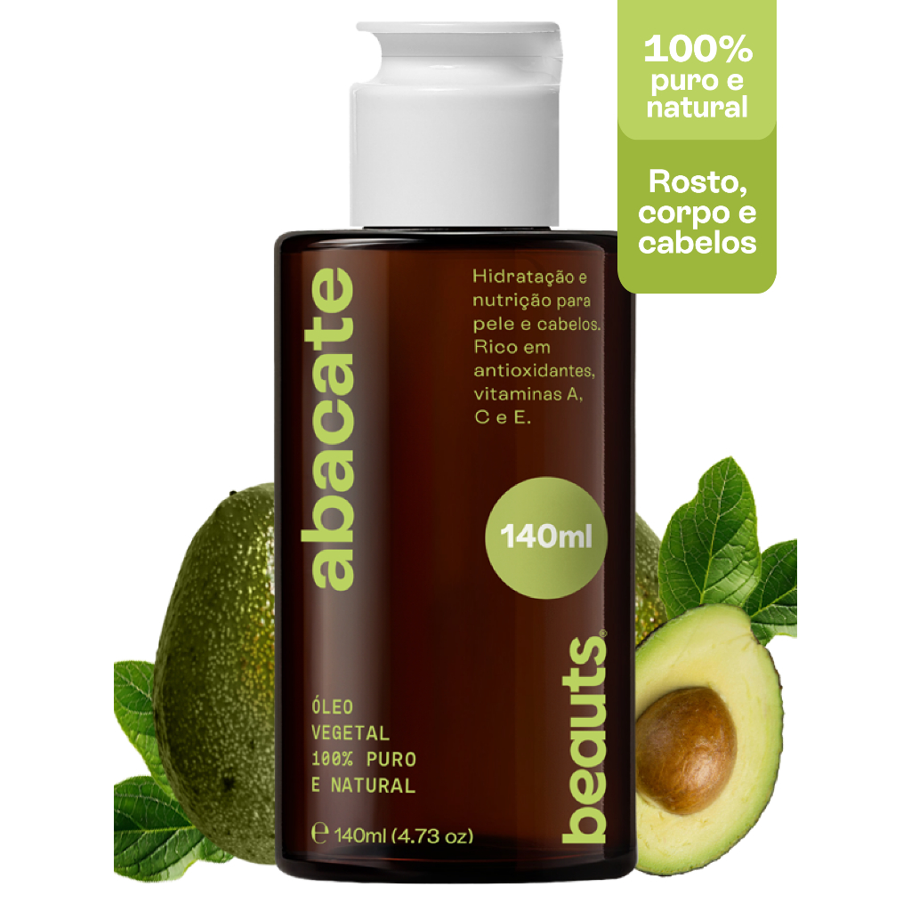 Óleo de Abacate Beauts 140ml 100% Puro | Corpo, Banho, Massagem e Umectação Capilar
