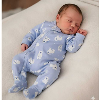 Macacão Bebê de Ziper Menina Menino Manga Longa Tecido Quentinho em Oferta na Shopee