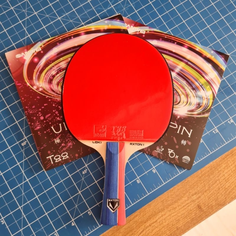 Raquete Profissional Tênis de mesa /Ping Pong Loki Rxton1 com Borrachas Sanwei T88 Ultraspin ITTF Clássica/Classineta