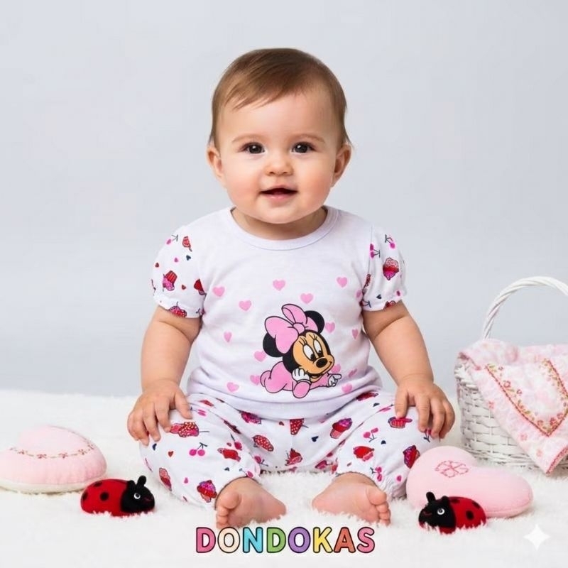 Conjunto de Bebe Blusa Manga Curta Personagem e Calça Estampada Roupinha de Bebe