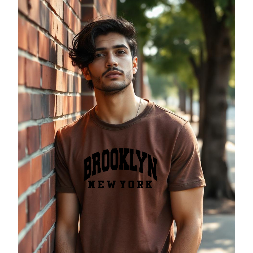 Camiseta Masculina Estampada Brooklyn New York Estilosa