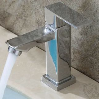 Torneira Quadrada Para Banheiro Lavabo Bancada Cromada Inox Aço Luxo 1/4 Volta Metal em Oferta na Shopee