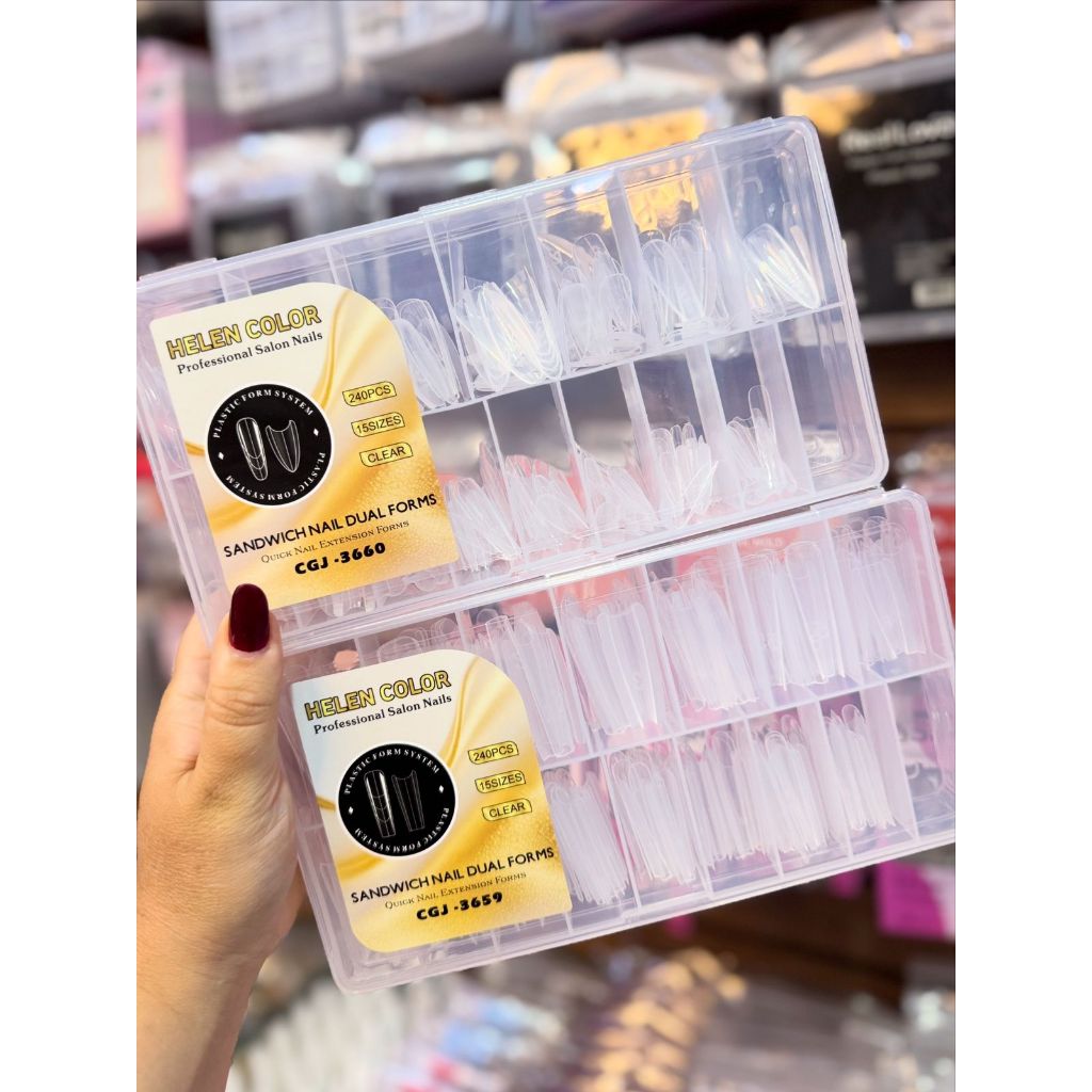 Molde Sanduíche Unhas Duplas 240 Peças Hellen Color | Extensão Gel Polygel Acrílico Caixão Amêndoa em Oferta na Shopee