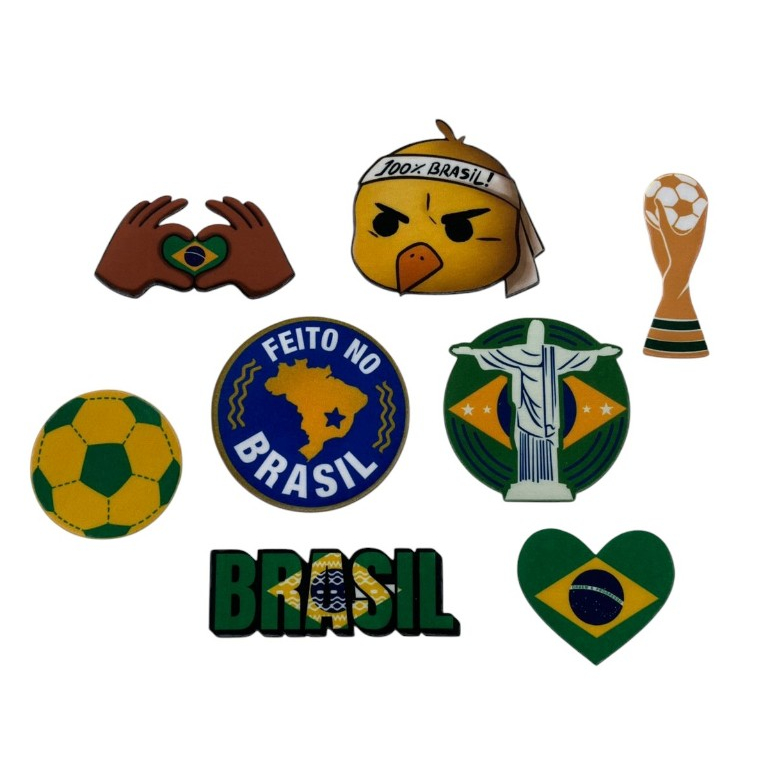 Torcida Brasileira Brasil Copa do Mundo 2026 - Aplique Termocolante Para Tecido - Kit com 08 unidades
