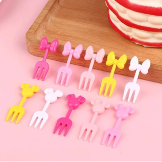 Mini Garfos Infantil de Crianças Laço da Minnie, Para Lanches, Lancheiras, Frutas e Petiscos em Oferta na Shopee