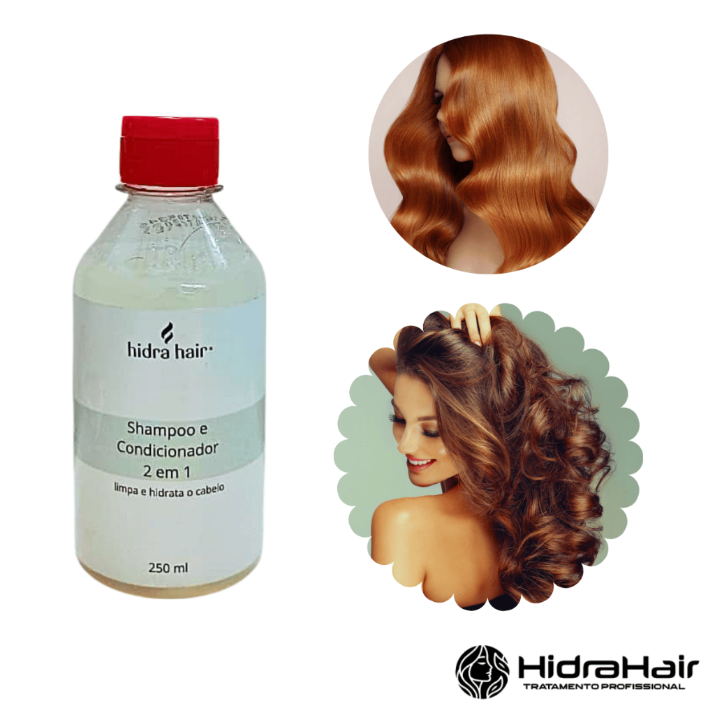 Shampoo Condicionante 2 Em 1 Hidra Hair Limpeza Suave E Hidratação 250mL