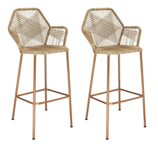 2 Banqueta Tropicalia Alta Cobre Fio Fibra Sintética Espaço Gourmet Casa Balcão Bancada Area Externa em Oferta na Shopee