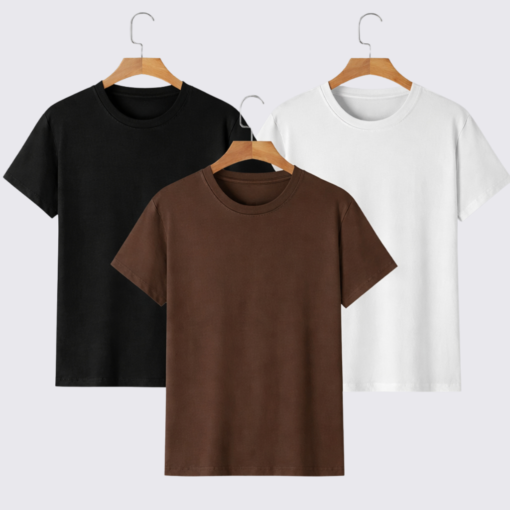 Kit 3 Camisetas 100% Algodão Fio 30.1 Penteado – Básica Premium em Oferta na Shopee