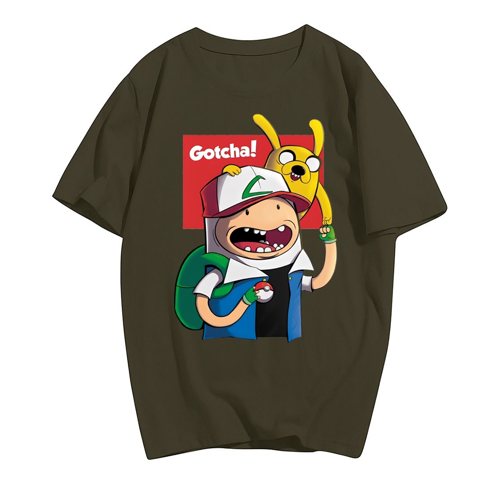 Camiseta Pokemon & Finn e Jake Gotcha! - [Premium Exclusiva] Blusa Divertida estampas legais tshirt