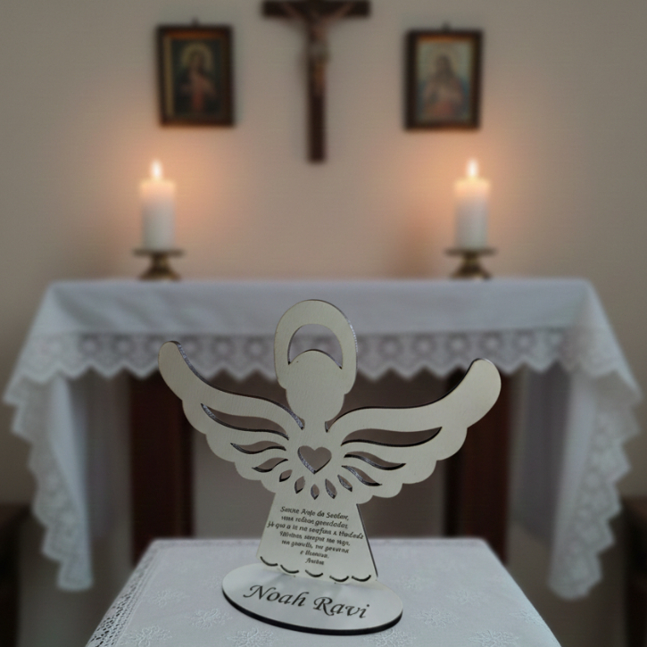 Batizado Anjo Lembrancinha MDF Branco Personalizado Anjinho Crisma Eucaristia
