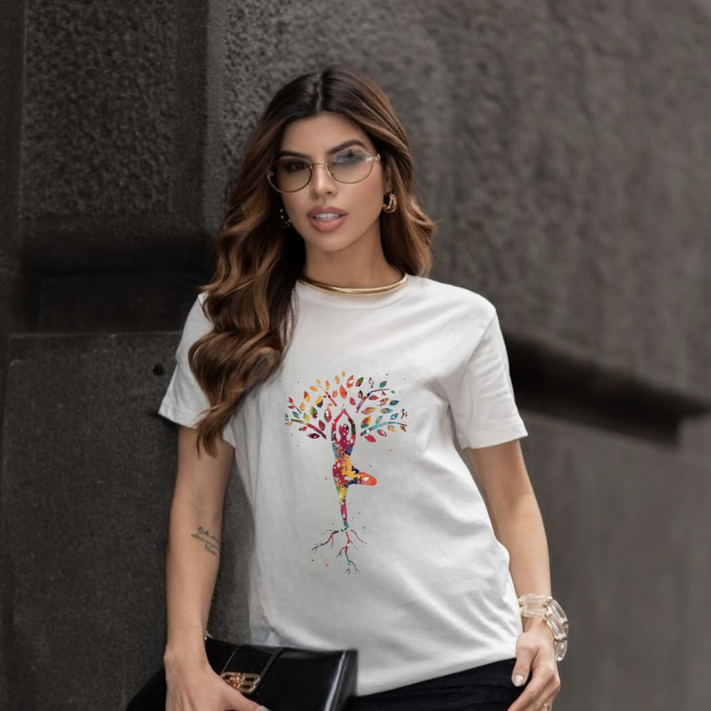 Blusa T-Shirt Camiseta Camisa Estampada Arvore da Vida Prosperidade feminina T-SHIRTS Estilosa
