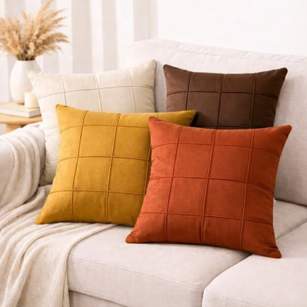 kit 2 Capa de Almofada Decorativa C/ Ziper 45cm x 45cm Suede Aveludada Sem Enchimento Natalina