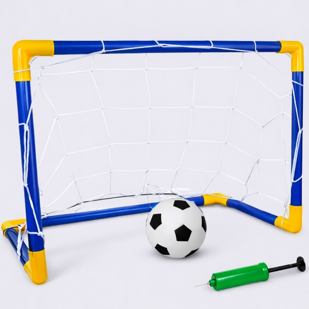 Kit Golzinho Mini Trave Futebol Infantil Gol Brinquedo para Criança Bola e Bomba de Ar