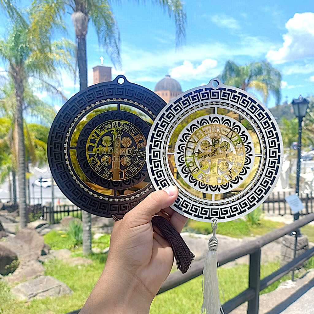 Imagem Mandala De São Bento C/Espelho Item Decorativo 17cm