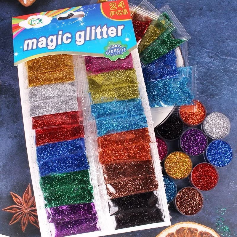Kit 24 Cores Magic Glitter em Pó - Maquiagem Artística, Unhas e Artesanato - Glitter para o Carnaval em Oferta na Shopee