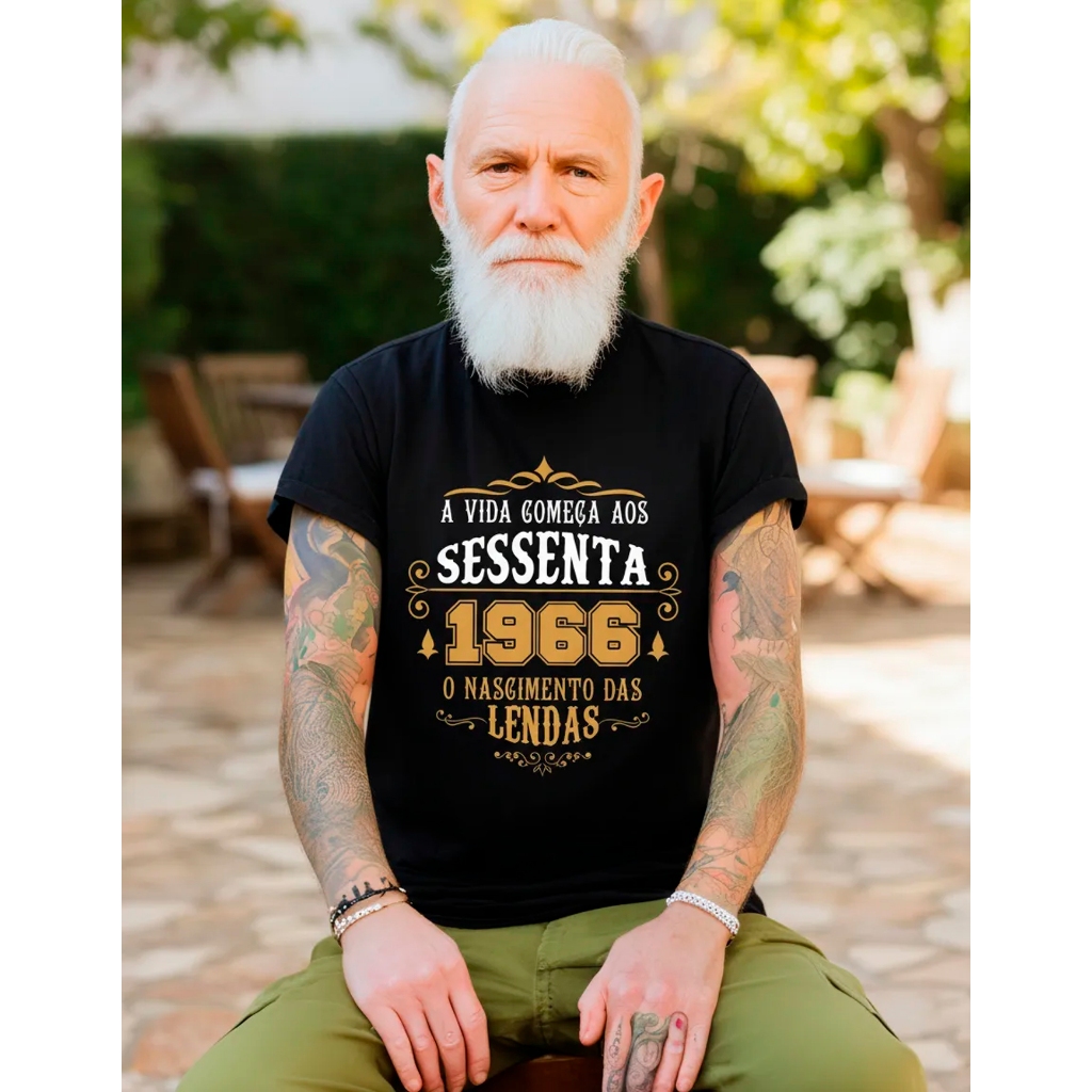 Camiseta Algodão Masculina Nascimento Lendas 1966 60 anos Aniversário Data em Oferta na Shopee