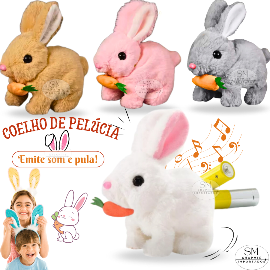Coelho Pelúcia Páscoa Brinquedo Coelhinho Pula Emite Som Infantil Criança Decoração Fofo Macio em Oferta na Shopee