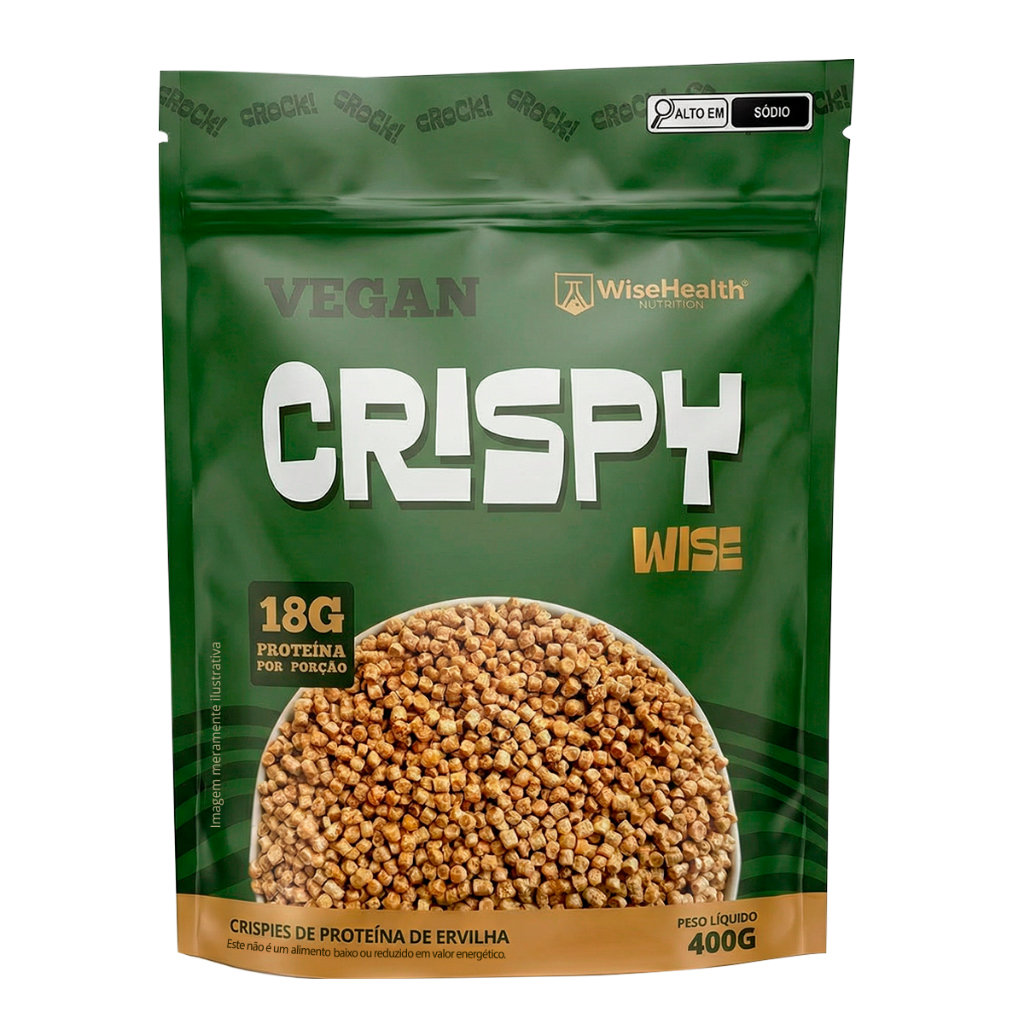 CRISPY WISE Vegan (400g) - Crisp Proteico à Base de Proteína de Ervilha Zero Glúten e Zero Lactose