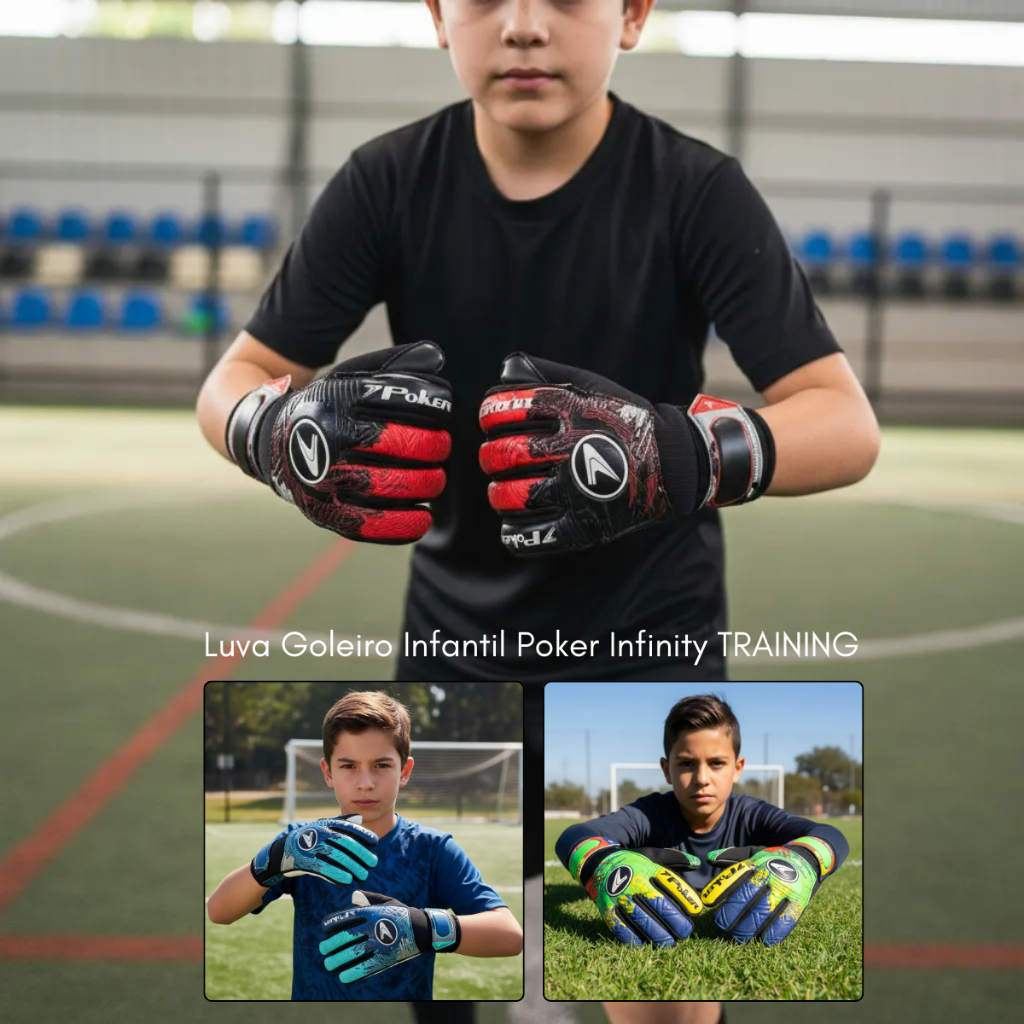Luva De Goleiro Poker Infinity Campo Society Futsal Fut7 Salão Adulto Infantil Training