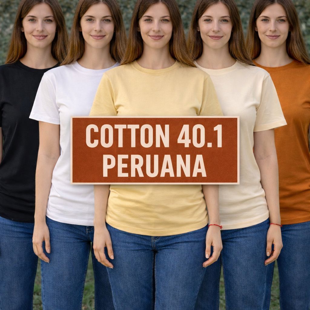 Kit 5 Camiseta Malha Peruana Feminina 40.1 Algodão T-Shirt em Oferta na Shopee