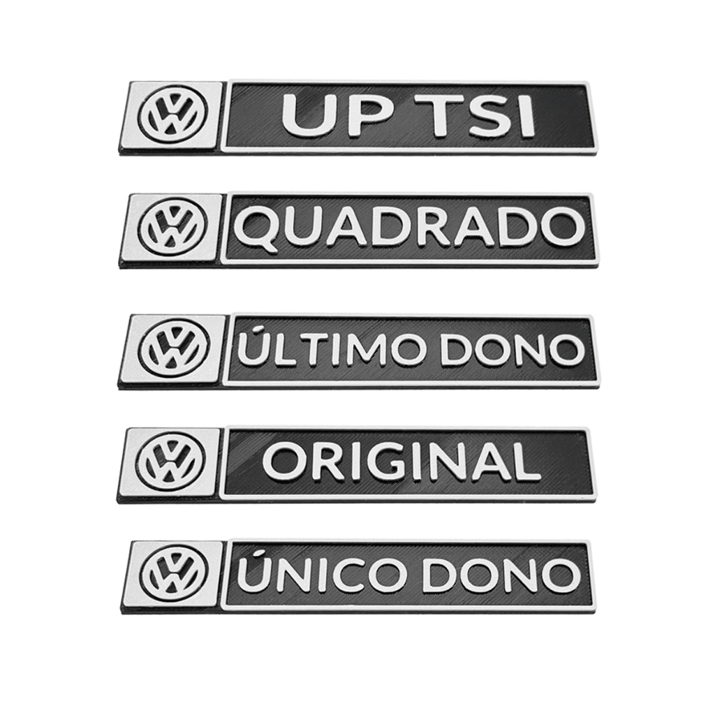 Emblema Volkswagen Último Dono Único Dono Original Quadrado Polo Virtus Gol Passat Saveiro Jetta Golf 3D Plaqueta Trasei