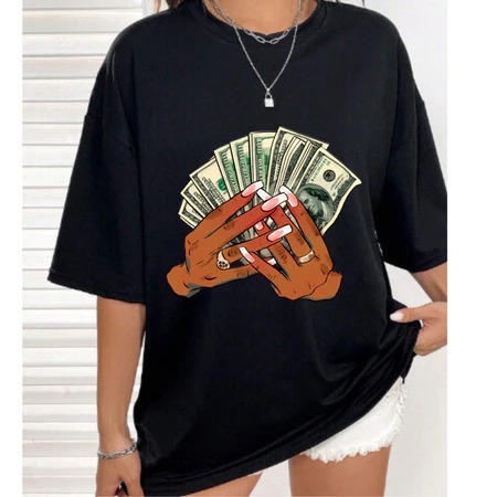 Camiseta Oversized Feminina Unissex Money Cash Streetwear Gringa Americana Algodão 100% Premium Blusa Tendencia 2026