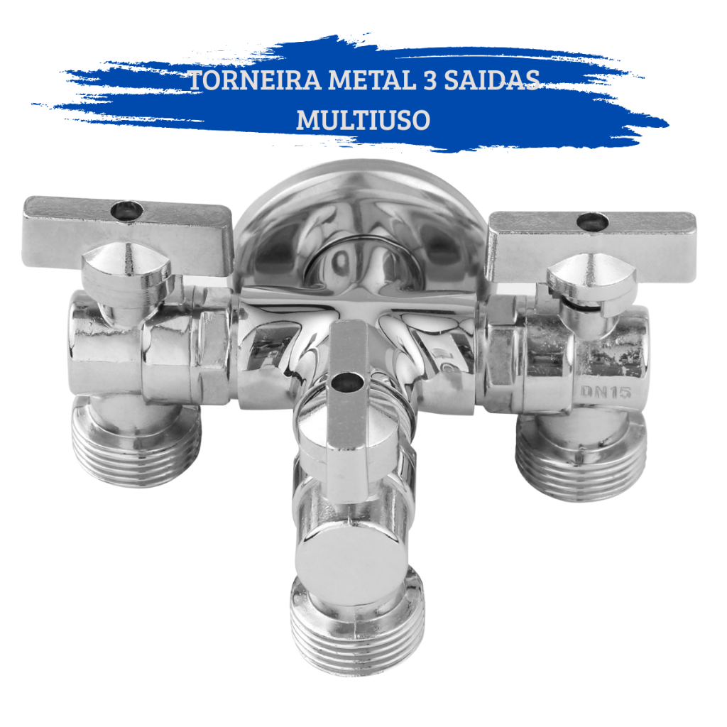 Torneira Metal Tripla Multifuncional Maquina De Lavar/secar Tanque Jardim Quintal Multifuncional