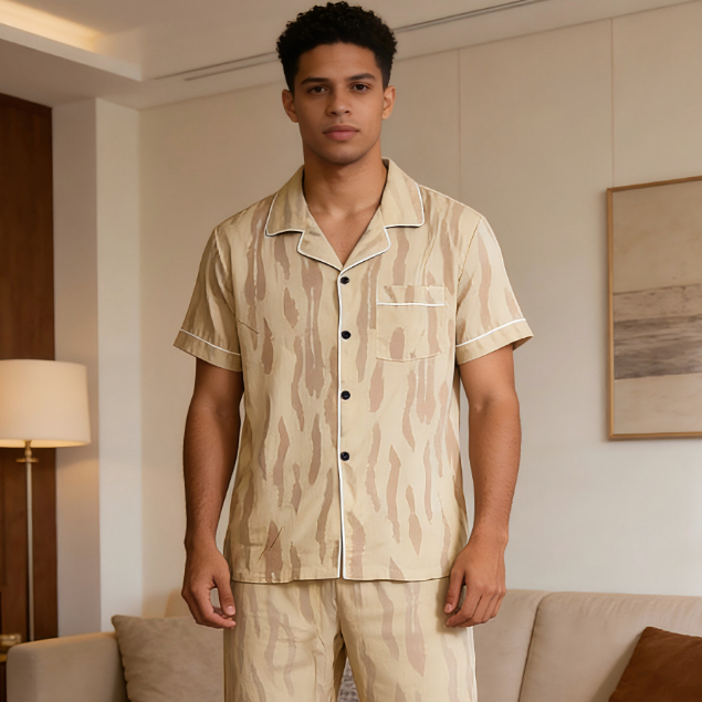 Pijama Masculino Verão Estampa Divertida Conjunto Curto + Calça Confortável Casa e Lazer