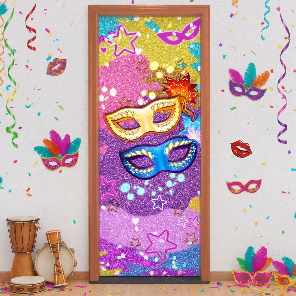 Capa de Porta Festa Carnaval Decorativo Retangular 3D Em Tecido Sublimado 0,85x2,10m em Oferta na Shopee
