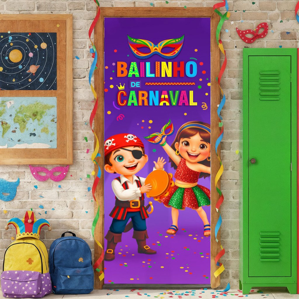 Capa de Porta Decorativa Escolar Bailinho de Carnaval Sublimada Em Tecido Retangular C/ Elástico em Oferta na Shopee