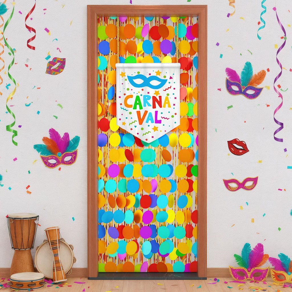 Capa de Porta Decorativa Festa Carnaval Em Tecido Sublimado 0,85x2,10m 3D em Oferta na Shopee