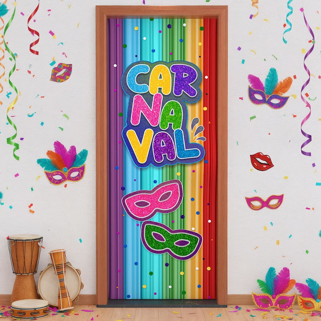 Capa de Porta Decoração Em Tecido Sublimado 0,85x2,10m Carnaval 3D em Oferta na Shopee