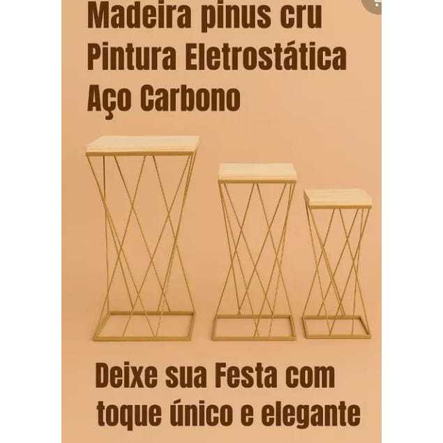 Trio De Mesa Em Ferro Treliça Cruzada Kit Com 3 Peças Para Festa E Eventos decoração em Oferta na Shopee