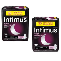 Kit 2ptes Absorvente Noturno Intimus Cobertura Suave c/ 30un Cada - Total 60un
