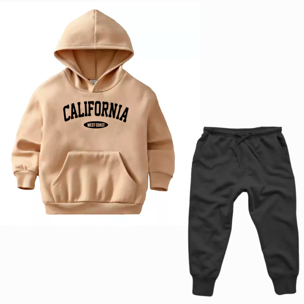 Conjunto de moletom infantil e juvenil estampado California canguru 100% algodão flanelado