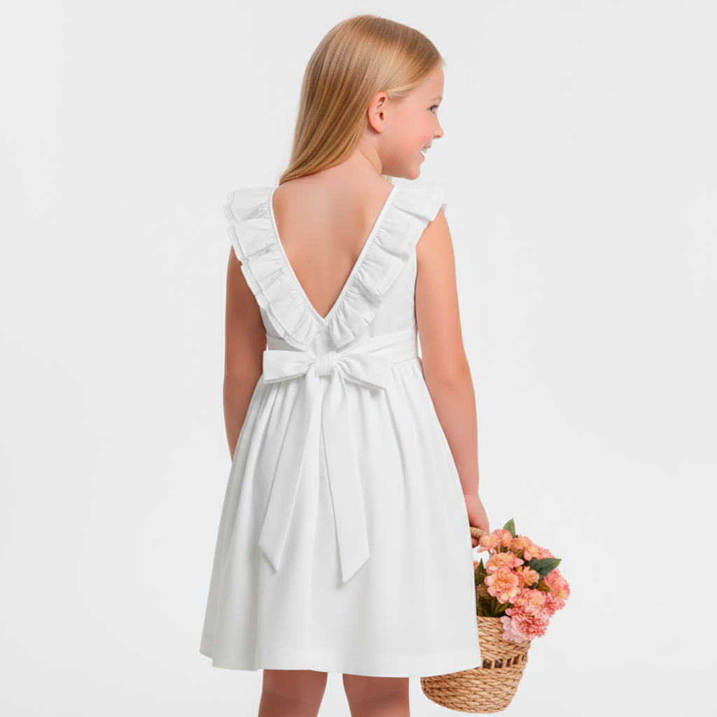 Roupa Infantil Menina Vestido Branco Algodão Casual Festa Confortável Blogueira Crianças Promoção em Oferta na Shopee