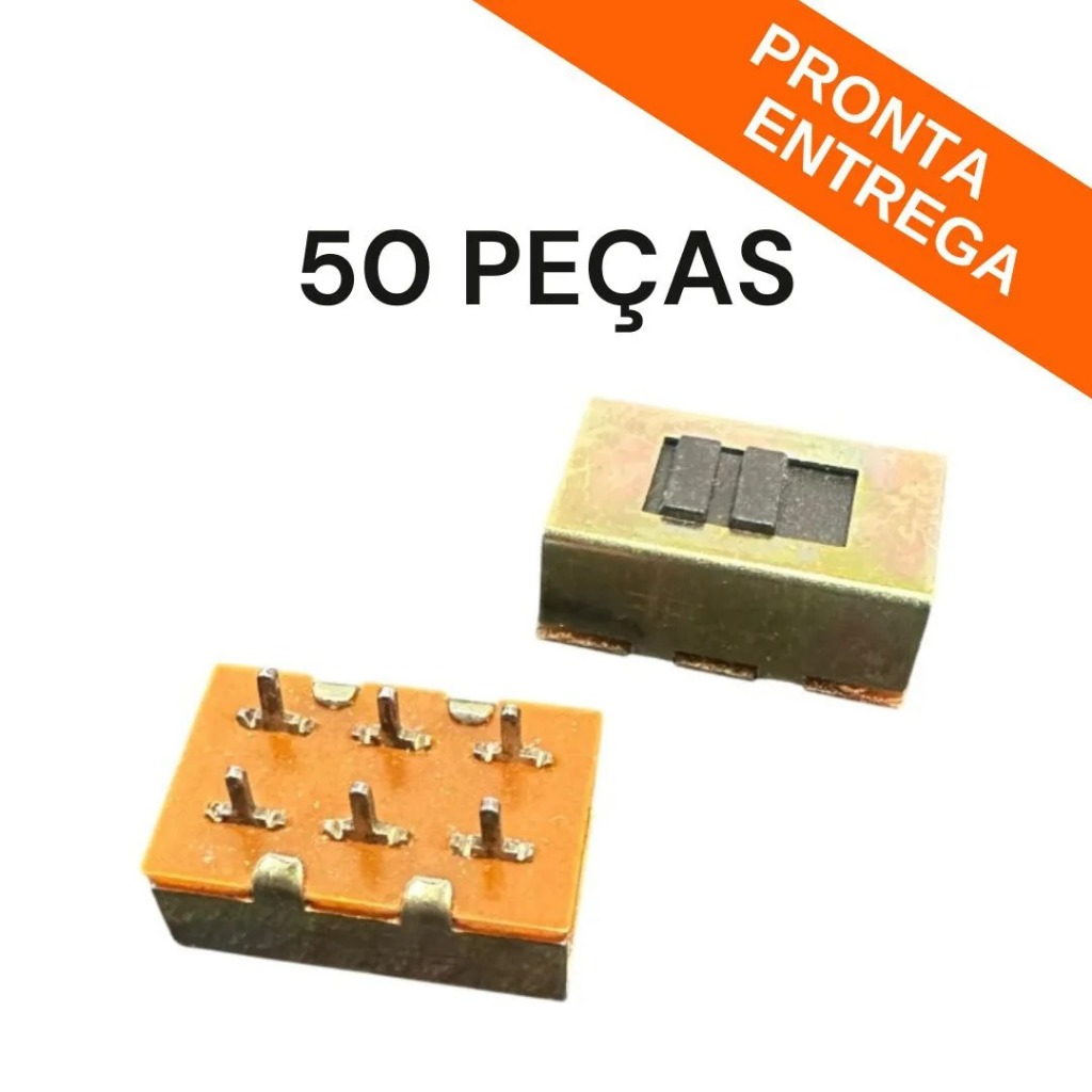 Kit 50 Peças - Chave HH Seletora (HH-201) 6 Terminais PCI - Sem Aba - Sem marcação FE-AD 23x13x10