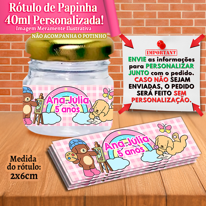 Adesivos Personalizados para Papinhas 40ml 40g Bob Good - Livro Colorir