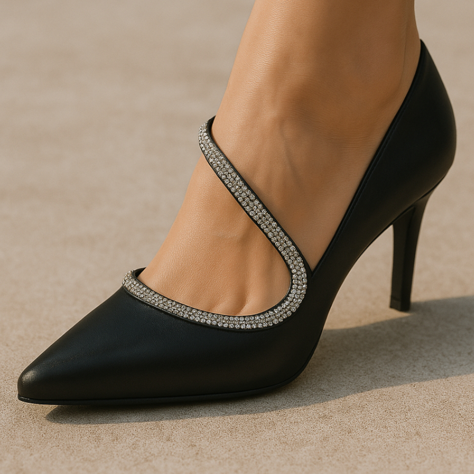 Sapato Scarpin Feminino Tiras Strass 158