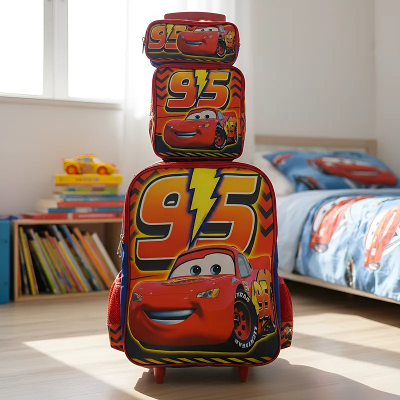 Mochila Escolar Carros Mcqueen Kit Com Lancheira E Estojo Menino e Menina Impermeável de Carrinho em Oferta na Shopee