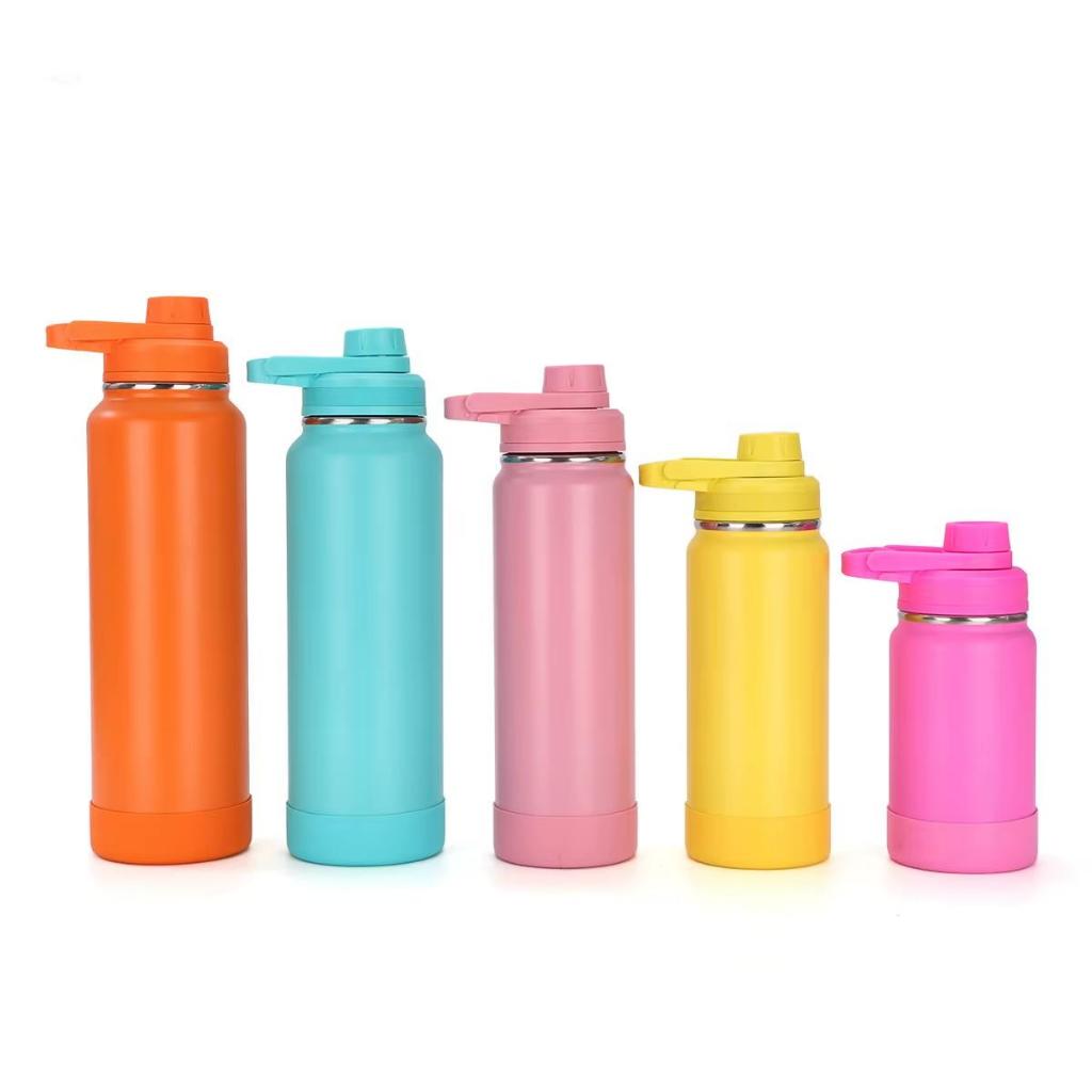 Garrafa Térmica Soft Aço Inox Parede Dupla com Base de Silicone 800ml 1L 1,2L