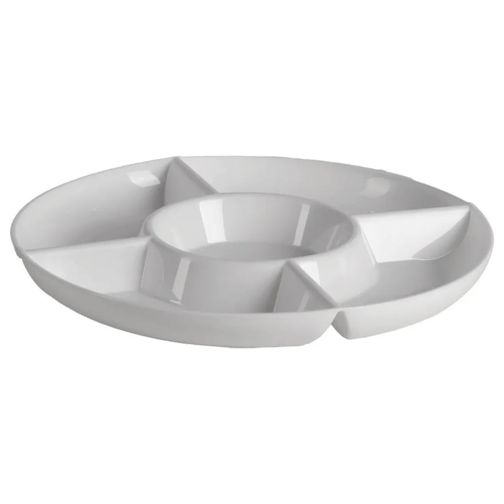 Petisqueira redonda branca com 5 divisões em Oferta na Shopee